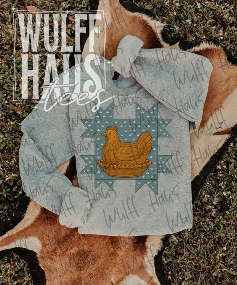 Brown Hen on a nest | Crewneck