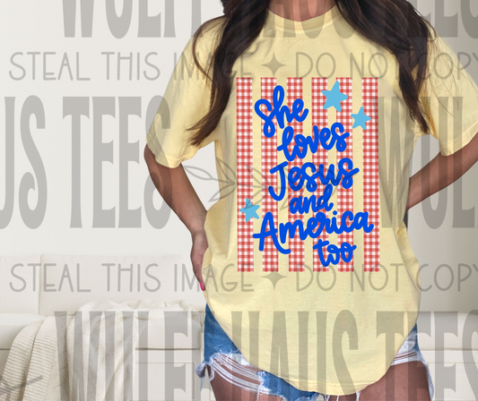 She loves Jesus and America too |tee