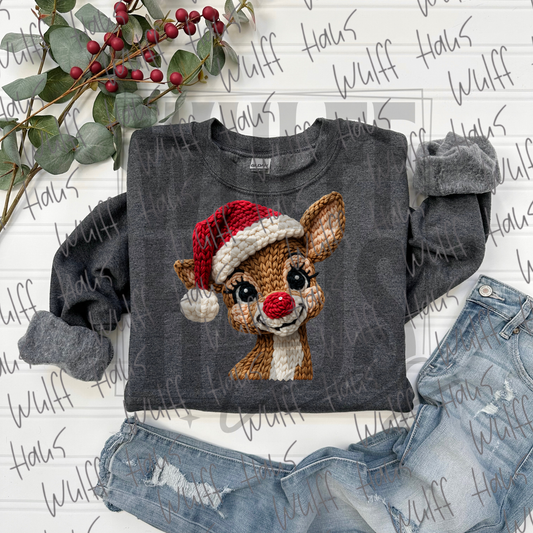 Faux crochet reindeer | Crewneck