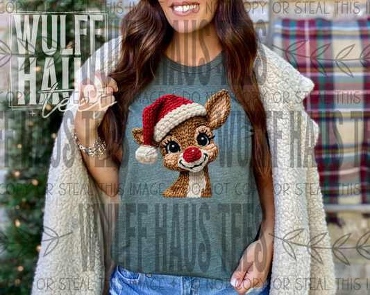 Faux crochet reindeer | tee