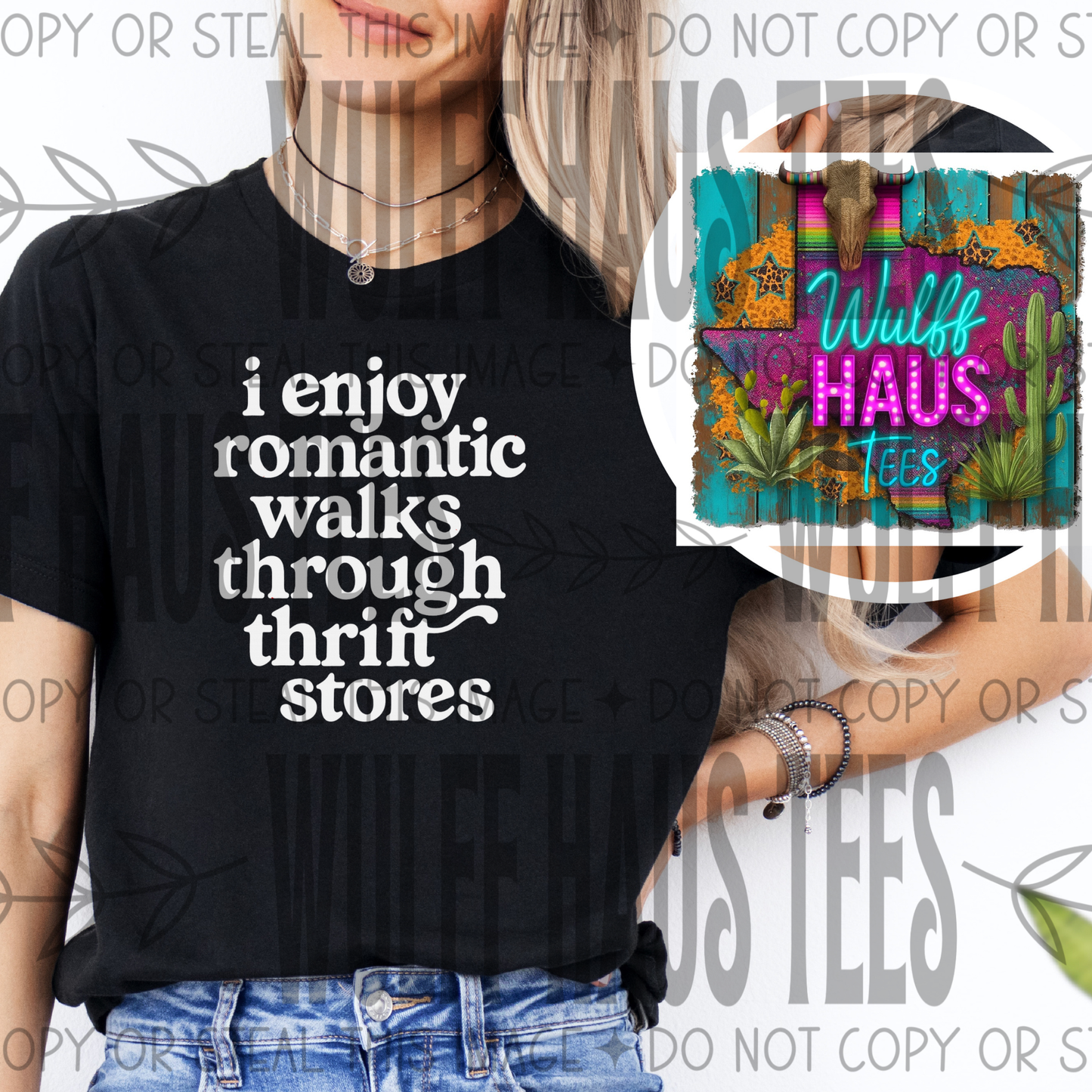 I enjoy romantic walks through thrift stores | tee