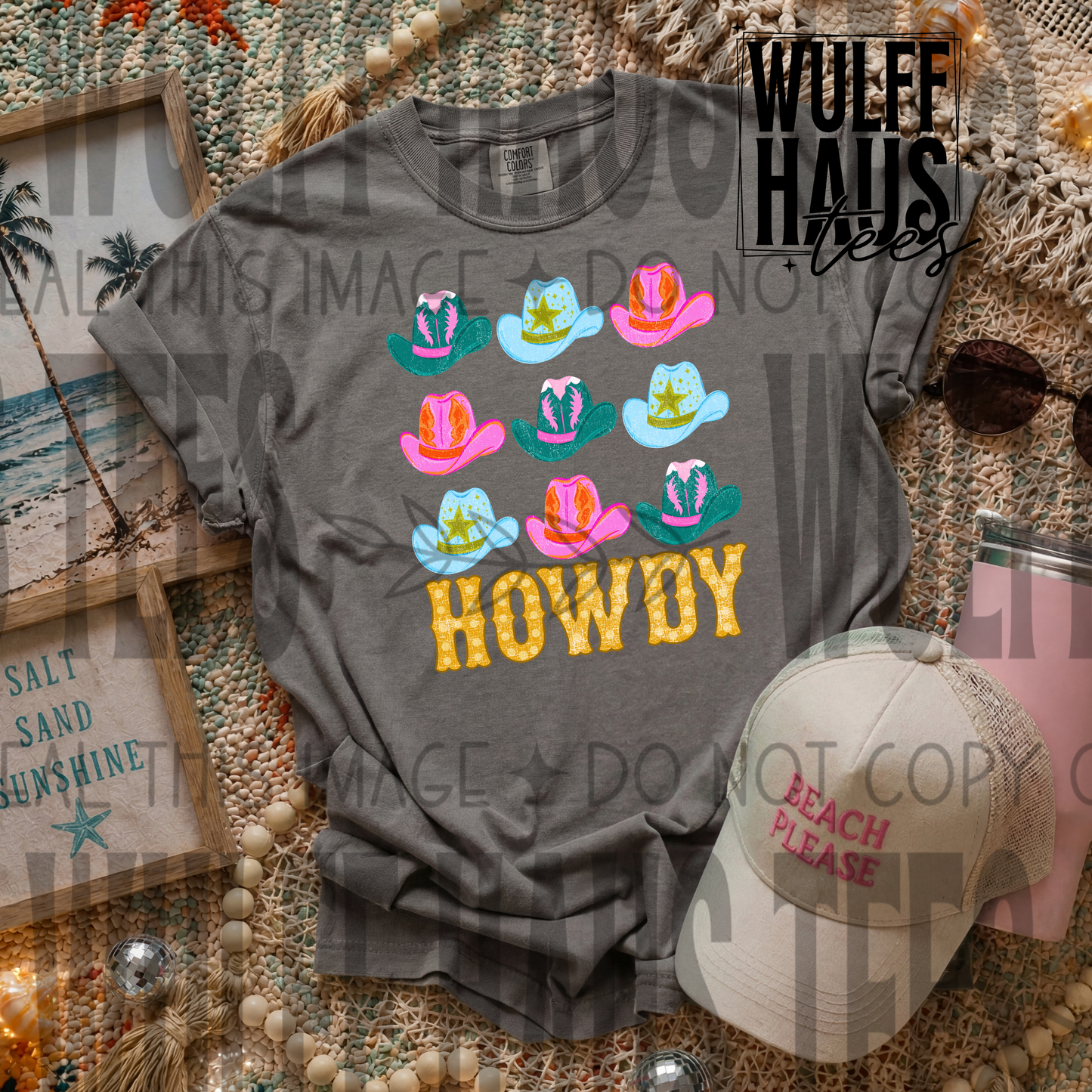 Howdy neon hats  | comfort color  | Tee