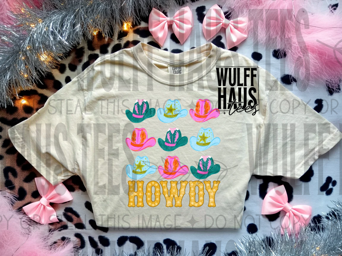 Howdy neon hats  | comfort color  | Tee